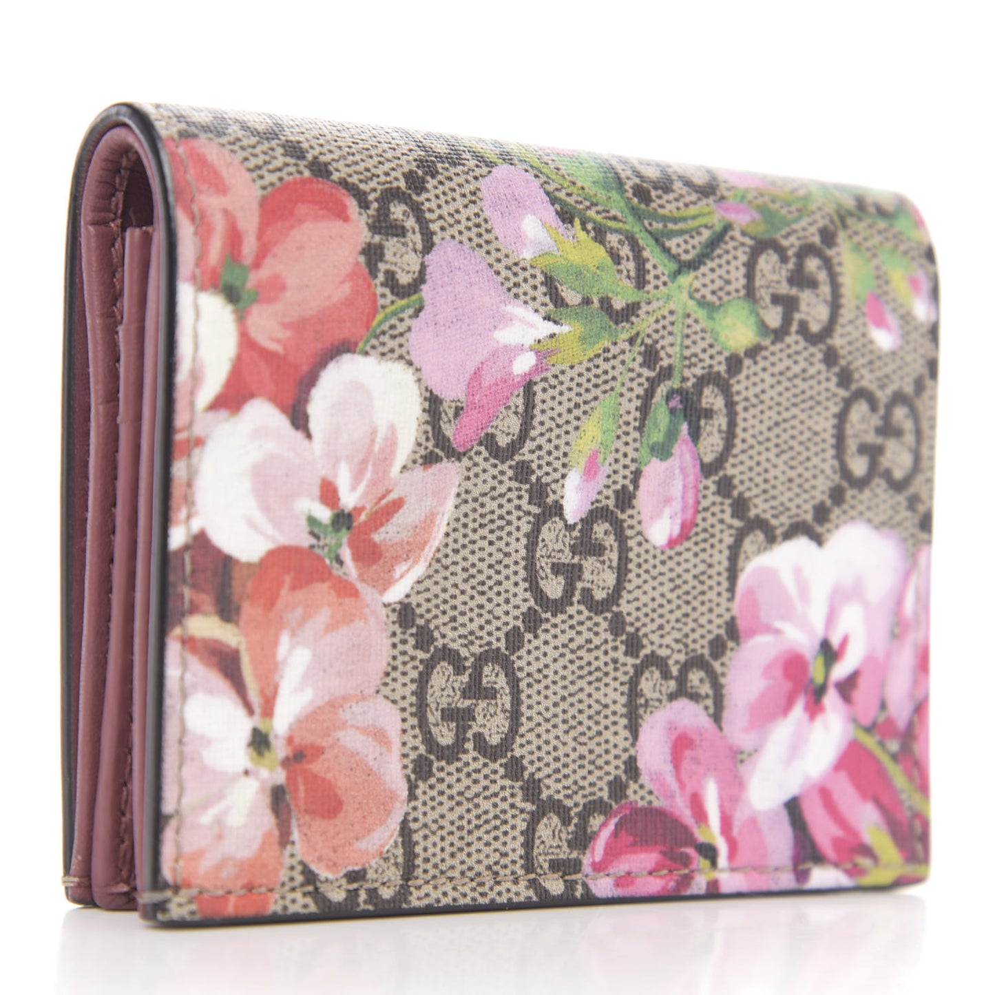 GG Supreme Monogram Blooms Card Case Beige Multicolor Dry Rose