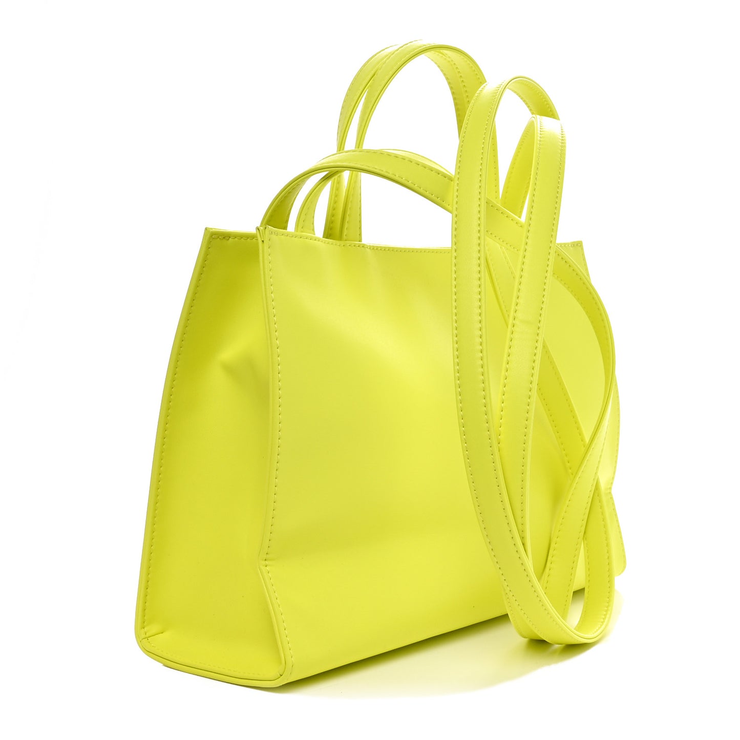 Vegan Leather Shmedium Shopping Bag Highlighter Yellow