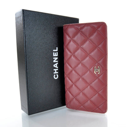 Chanel Lambskin Quilted Yen Wallet Red 6 of 10