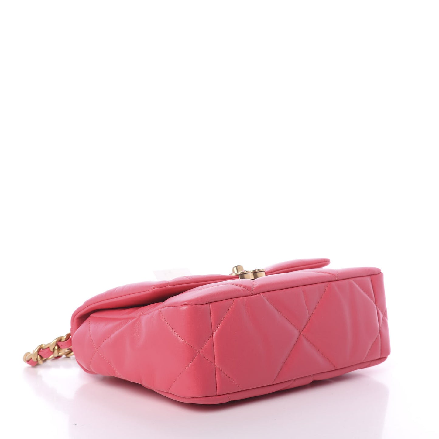 Shiny Goatskin Quilted Medium 19 Flap Dark Pink