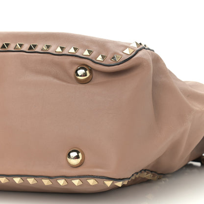 Valentino Garavani Vitello Rockstud Single Handle Flap Tote Beige 9 of 14