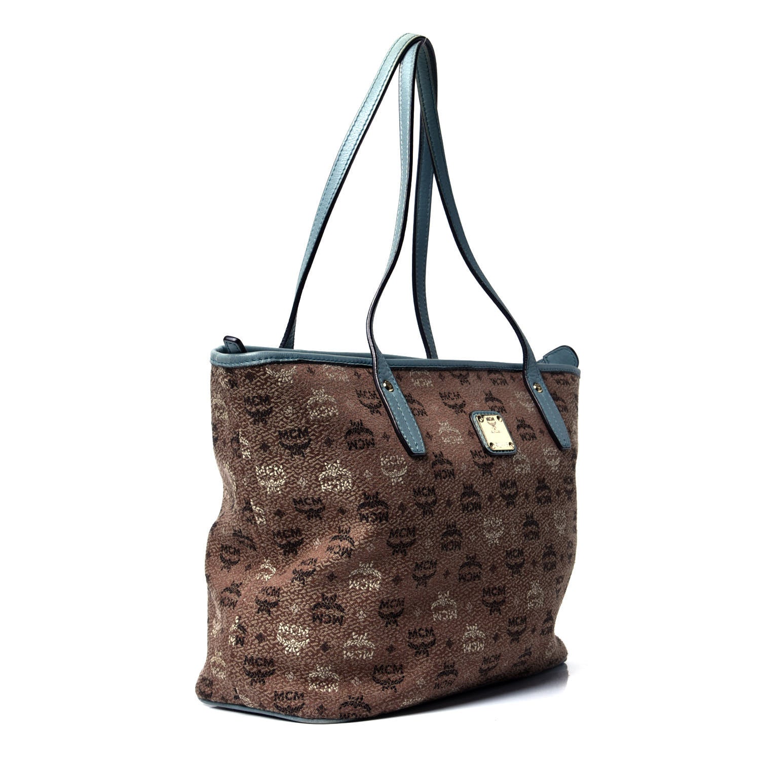 MCM Visetos Shopping Tote Blue 2 of 4
