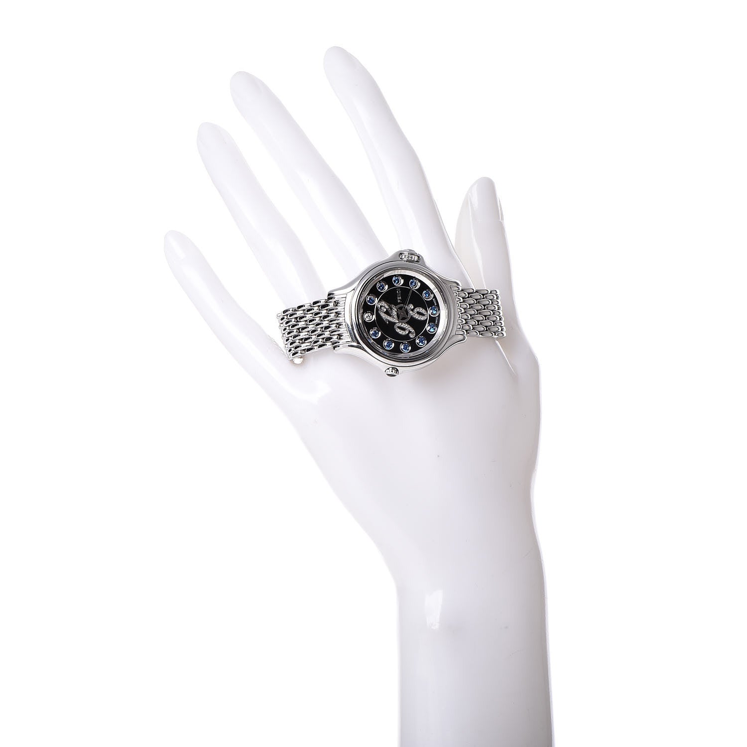 Fendi Stainless Steel Diamond Pave Topaz 33mm Crazy Carats Quartz Watch Black 2 of 10