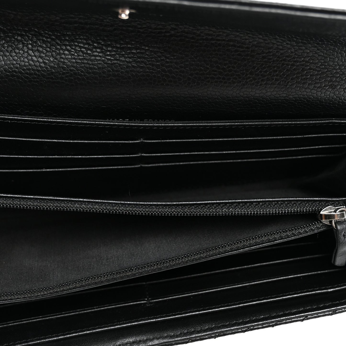 Caviar Chevron Quilted Boy Flap Wallet Black