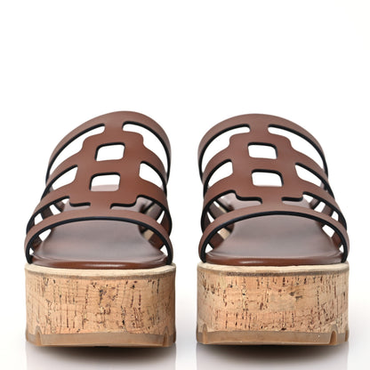 Hermes Calfskin Cork Isabella 30 Sandals 37 Gold 2 of 14