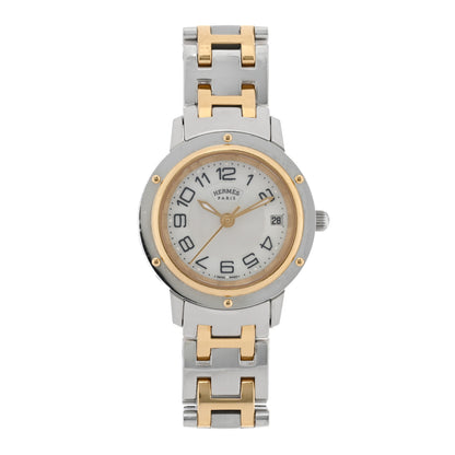 Hermes Stainless Steel Mother of Pearl 24mm Clipper Quartz Watch Gold 1 of 4