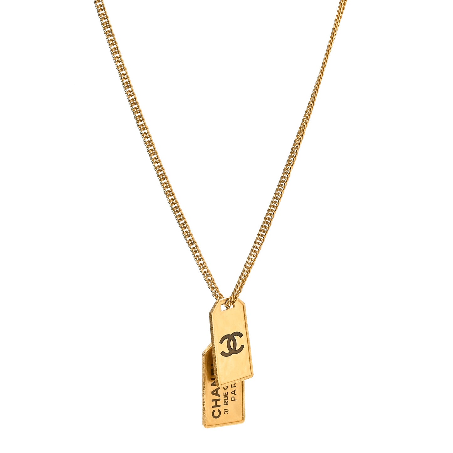 ID Dog Tag Charm Necklace Gold