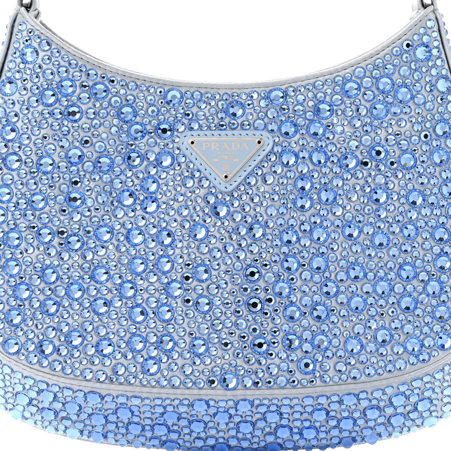 Satin Crystal Cleo Adjustable Strap Shoulder Bag Celeste