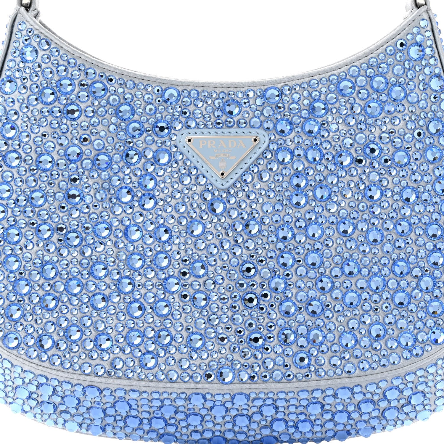 Prada Satin Crystal Cleo Adjustable Strap Shoulder Bag Celeste 7 of 9