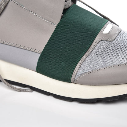 Balenciaga Mesh Calfskin Neoprene Suede Mens Race Runner Sneakers 46 Grey Green 8 of 12