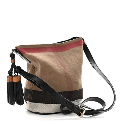 Burberry Canvas Mega Check Mini Ashby Tassel Crossbody Black 2 of 10
