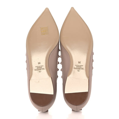 Valentino Garavani Calfskin Lacquered Monochrome Rockstud Ballerina Flats 36 Poudre 5 of 9