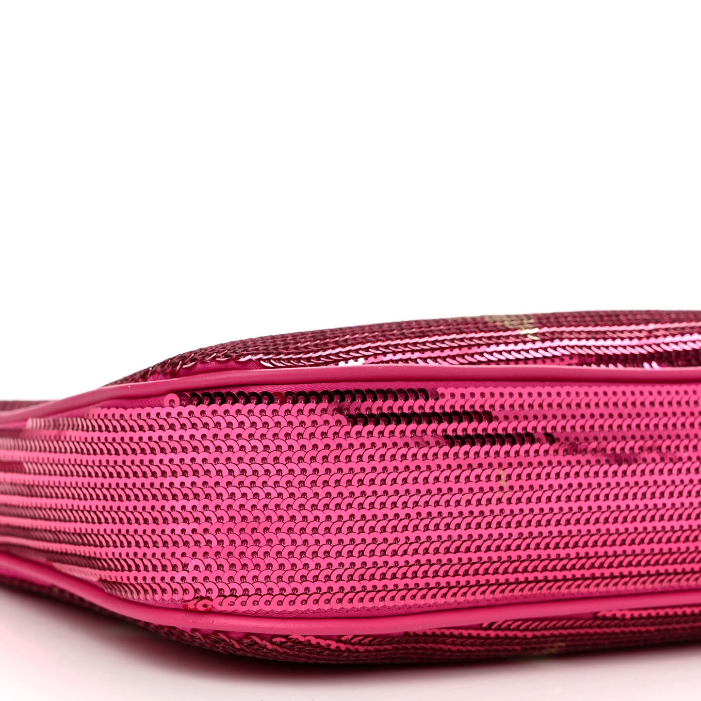Satin Sequin Monogram Giant Pochette Accessories Fuchsia