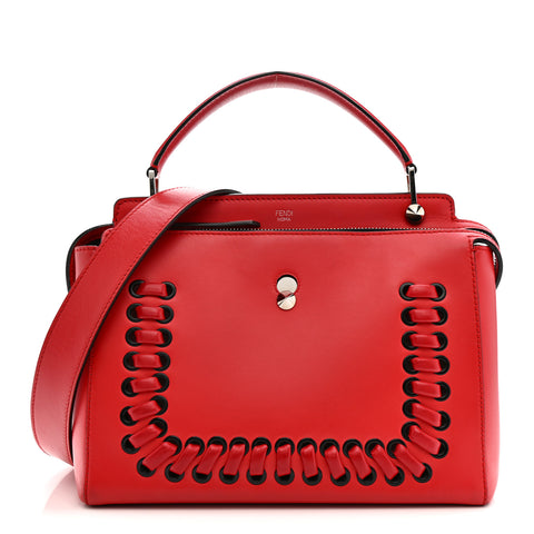 Vitello Baltico Dolce Shiny Nappa Lace Up DotCom Satchel Red