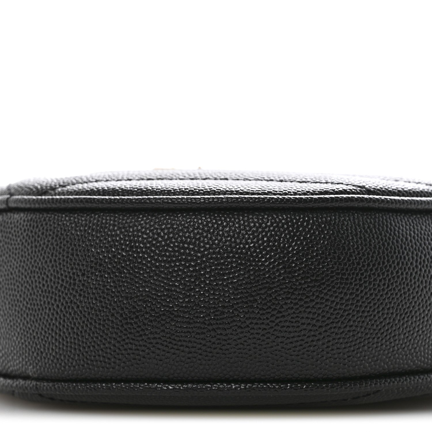 Saint Laurent Grain De Poudre Matelasse Chevron Quilted Round Vinyle Camera Bag Black 9 of 11