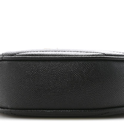 Saint Laurent Grain De Poudre Matelasse Chevron Quilted Round Vinyle Camera Bag Black 9 of 11