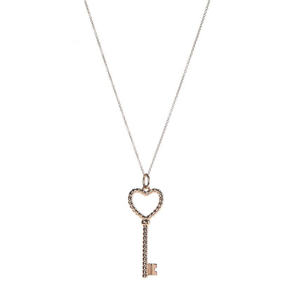 Tiffany 18K Rose Gold Twist Heart Key Pendant Necklace 1 of 7