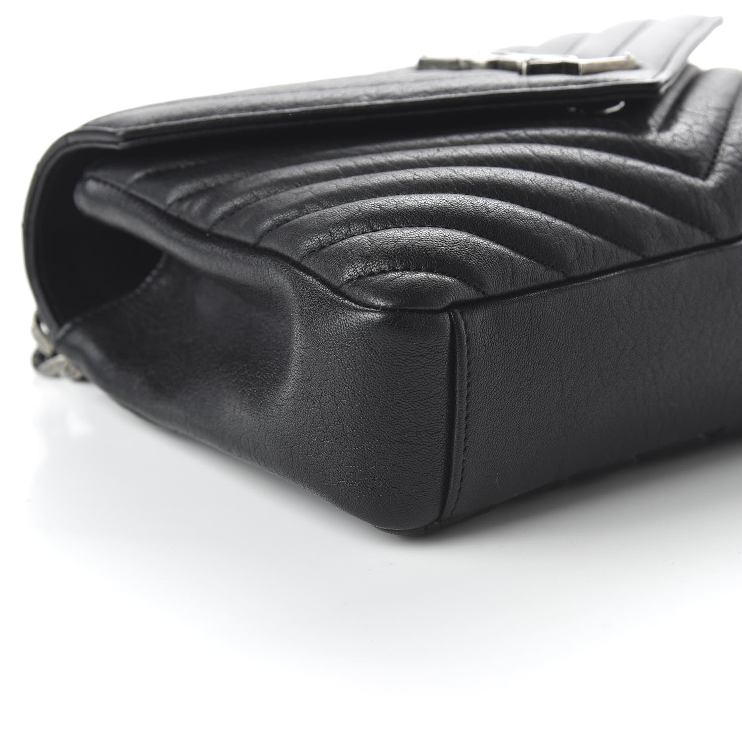 Saint Laurent Sheepskin Matelasse Chevron Monogram Medium College Bag Black 6 of 12