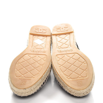 Chanel Suede Pearl CC Espadrilles 37 Black 5 of 8