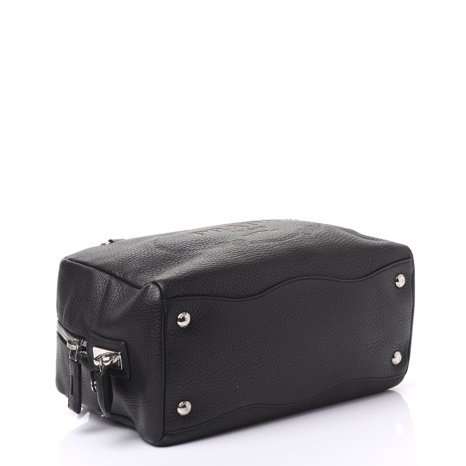 Prada Vitello Daino Embossed Logo Bowler Black 3 of 12
