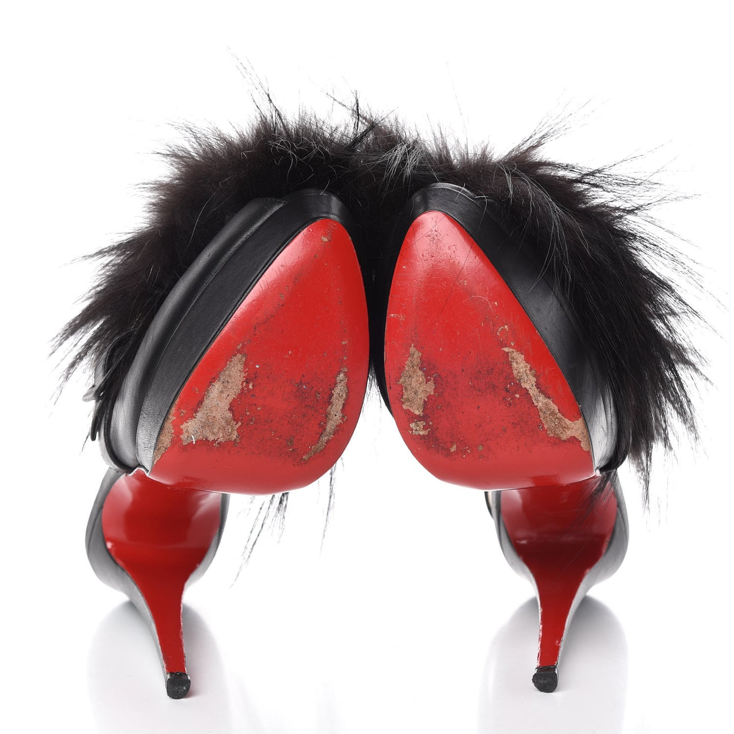 Suede Fox Fur Splash 150 Pumps 41.5 Black