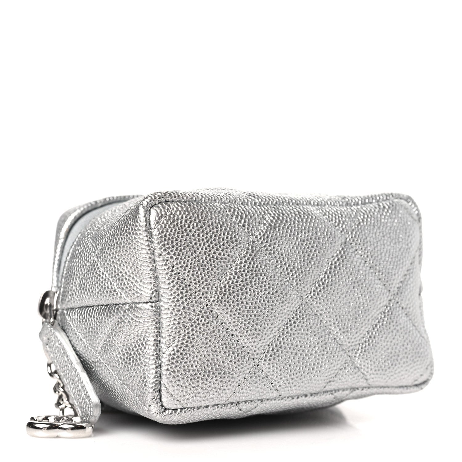 Chanel Metallic Caviar Quilted Mini Top Handle Vanity With Chain Silver 4 of 10