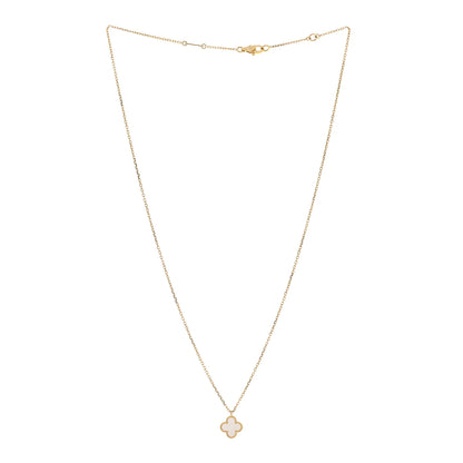 Van Cleef & Arpels 18K Yellow Gold Mother of Pearl Sweet Alhambra Pendant Necklace 3 of 6