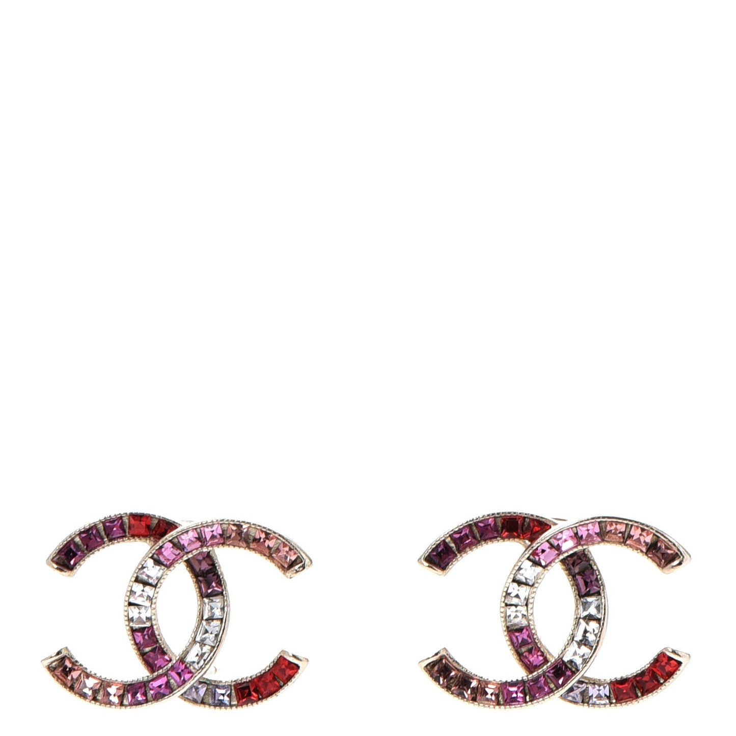 Crystal Baguette CC Earrings Gold Multicolor
