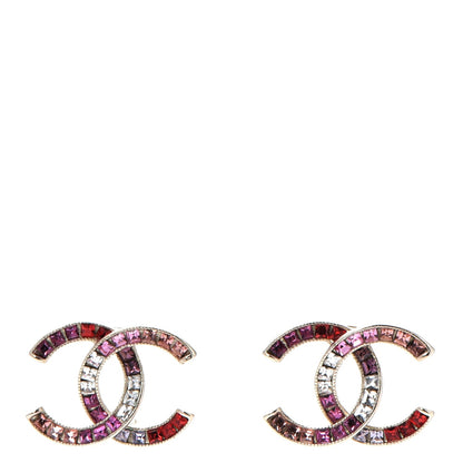 Chanel Crystal Baguette CC Earrings Gold Multicolor 1 of 6