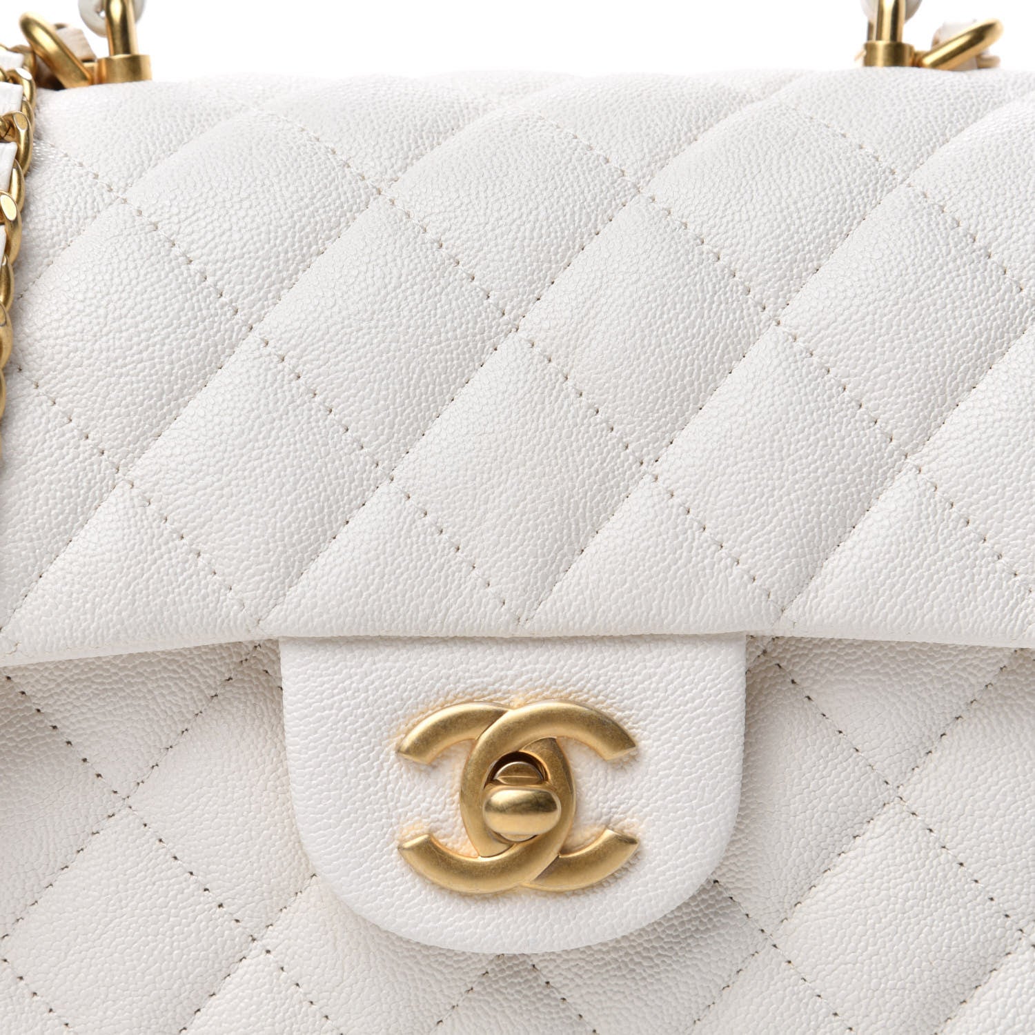 Chanel Caviar Quilted Mini Top Handle Rectangular Flap White 10 of 10