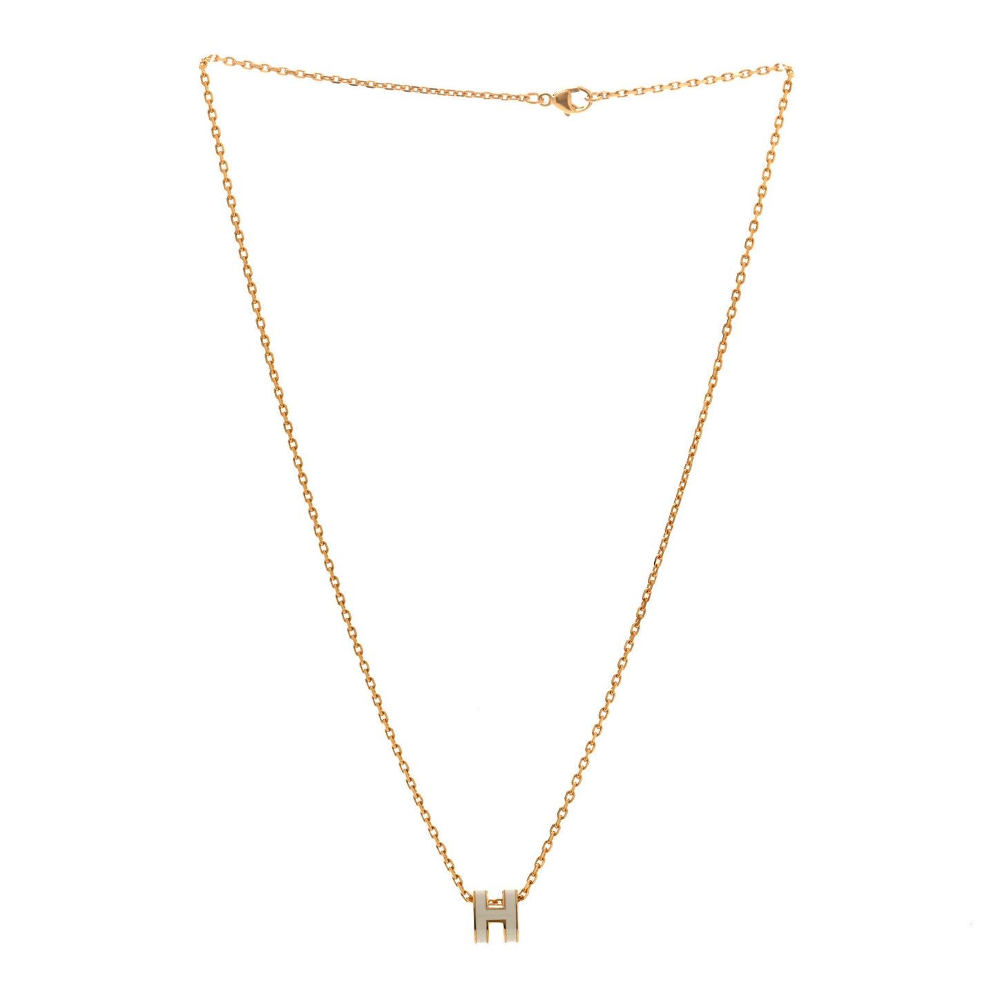 Lacquered Gold Mini Pop H Pendant Necklace White