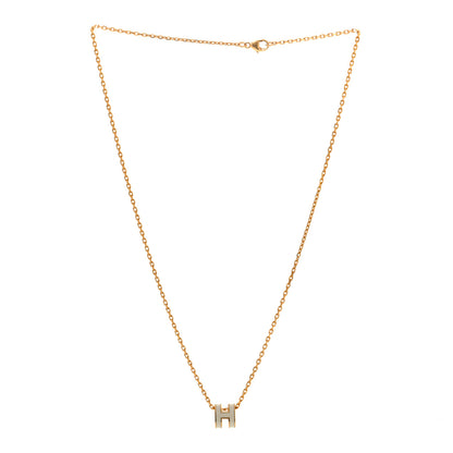 Hermes Lacquered Gold Mini Pop H Pendant Necklace White 3 of 7