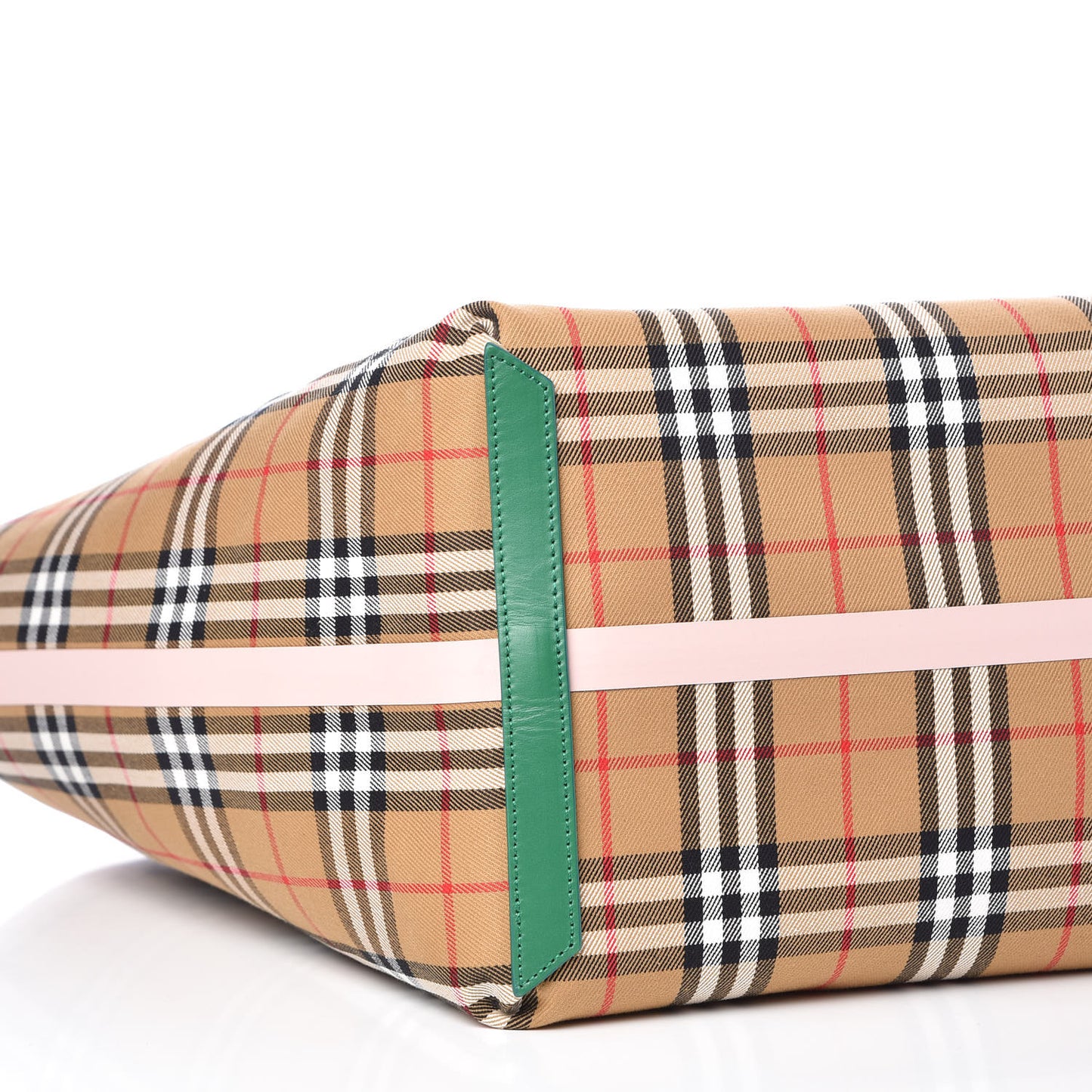 Vintage Check Large The Giant Reversible Tote Palm Green Pink Apricot
