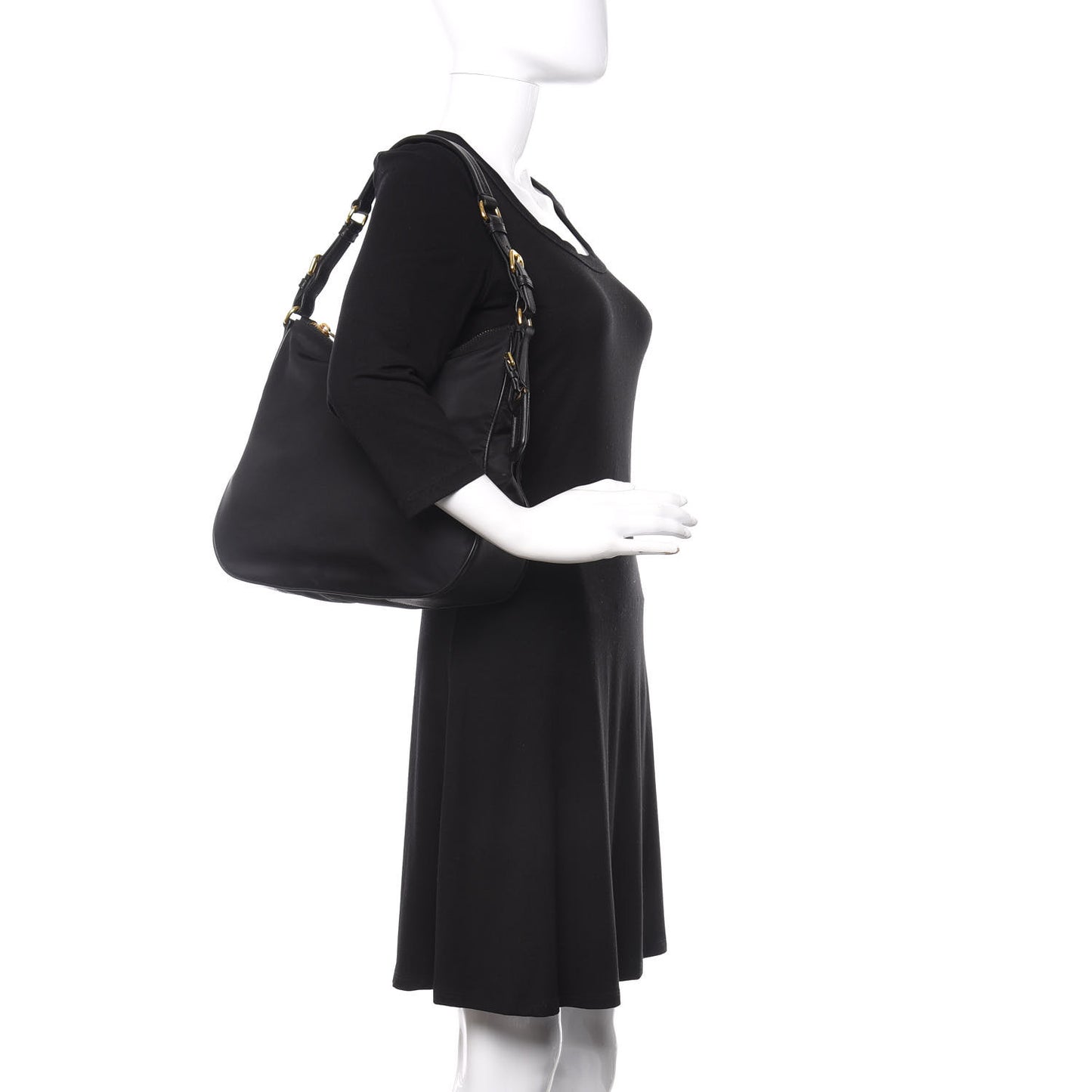 Tessuto Nylon Saffiano Hobo Black
