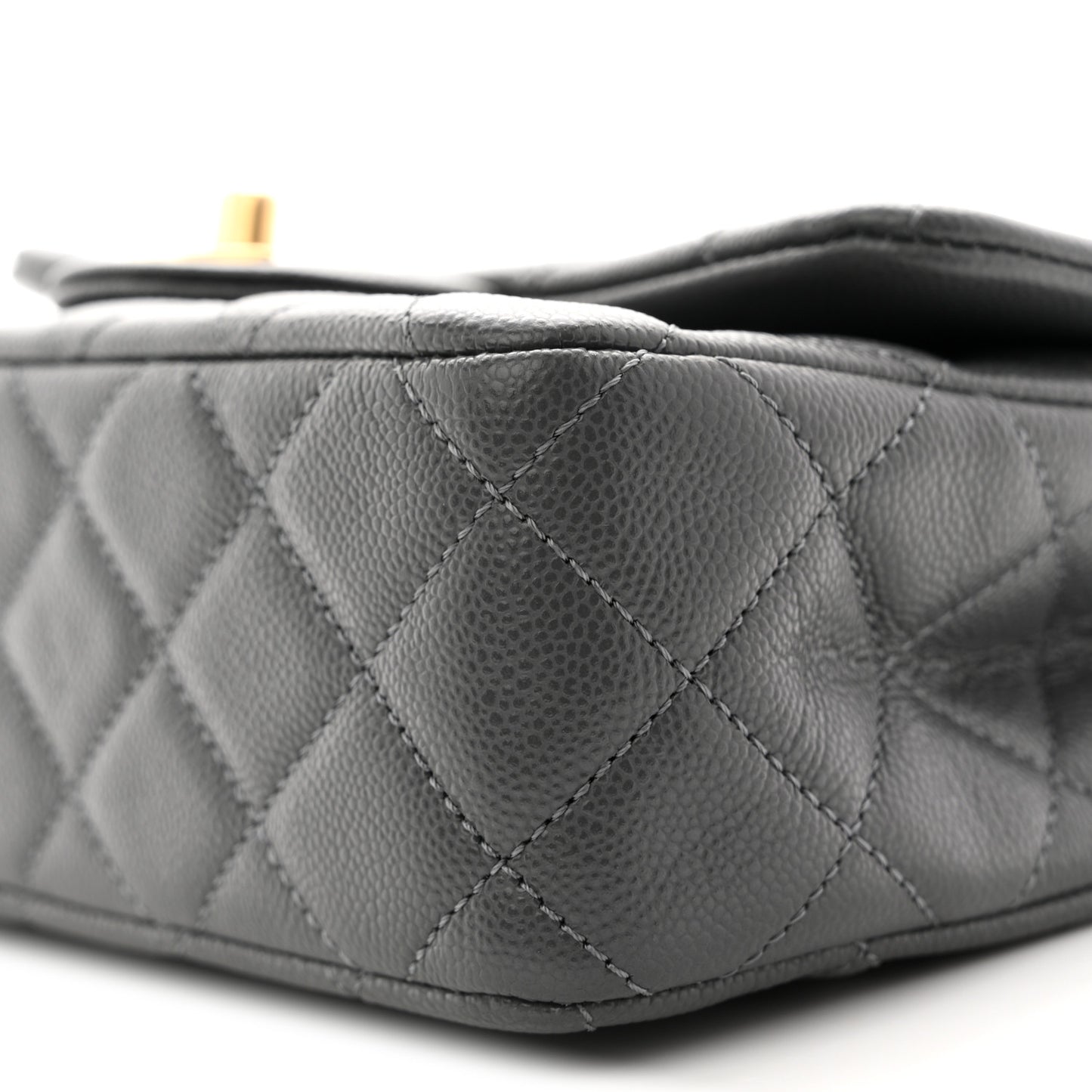 Caviar Quilted Mini Handy CC Flap Grey