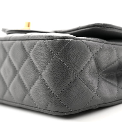 Chanel Caviar Quilted Mini Handy CC Flap Grey 10 of 11