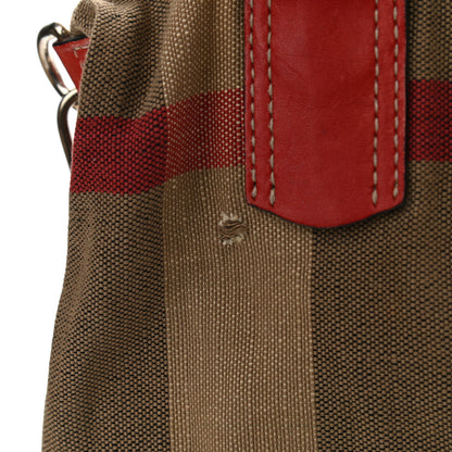 Burberry Canvas Mega Check Medium Tottenham Brit Tote Cadmium Red 11 of 13