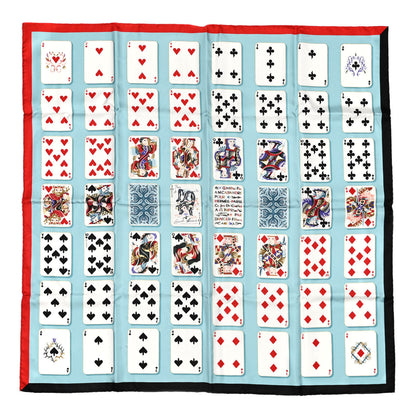 Hermes Silk Jeu de Cartes Scarf 90 Bleu Glacier Rouge Black 1 of 5