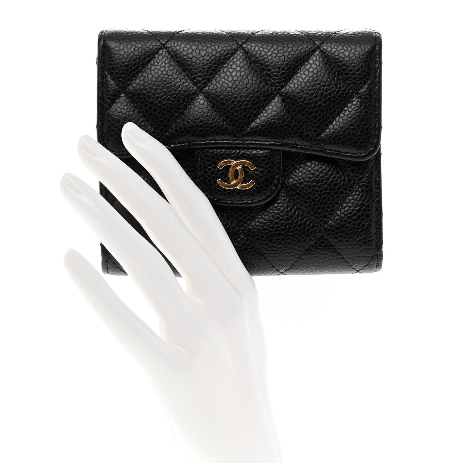 Chanel Caviar Quilted Compact Flap Wallet Black 2 of 9