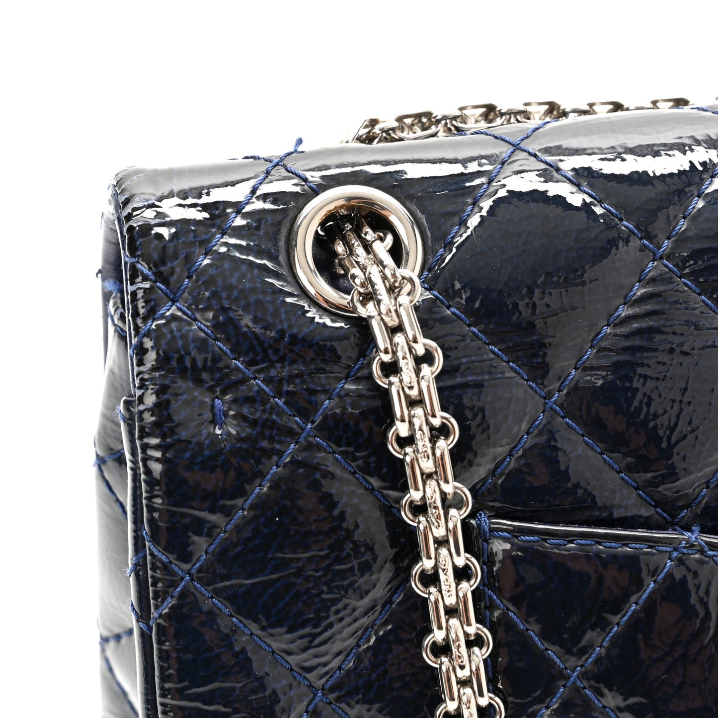 Distressed Patent Quilted 2.55 Reissue 226 Flap Navy