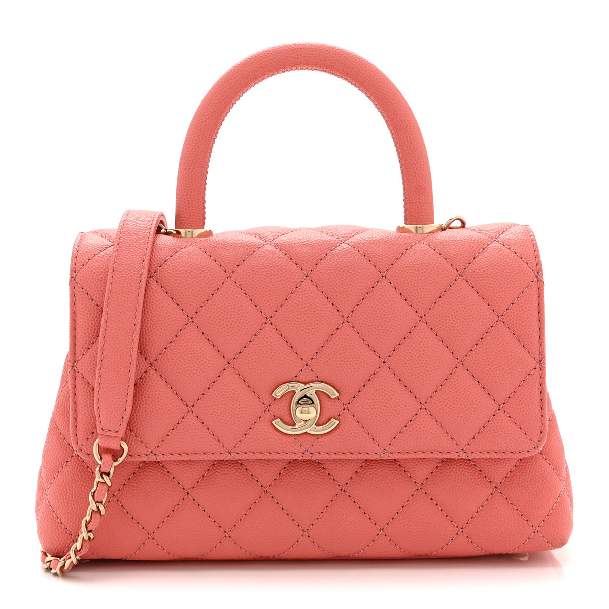 Caviar Quilted Mini Coco Handle Flap Dark Pink