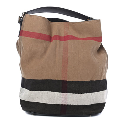 Burberry Canvas Mega Check Medium Ashby Hobo Black 1 of 4
