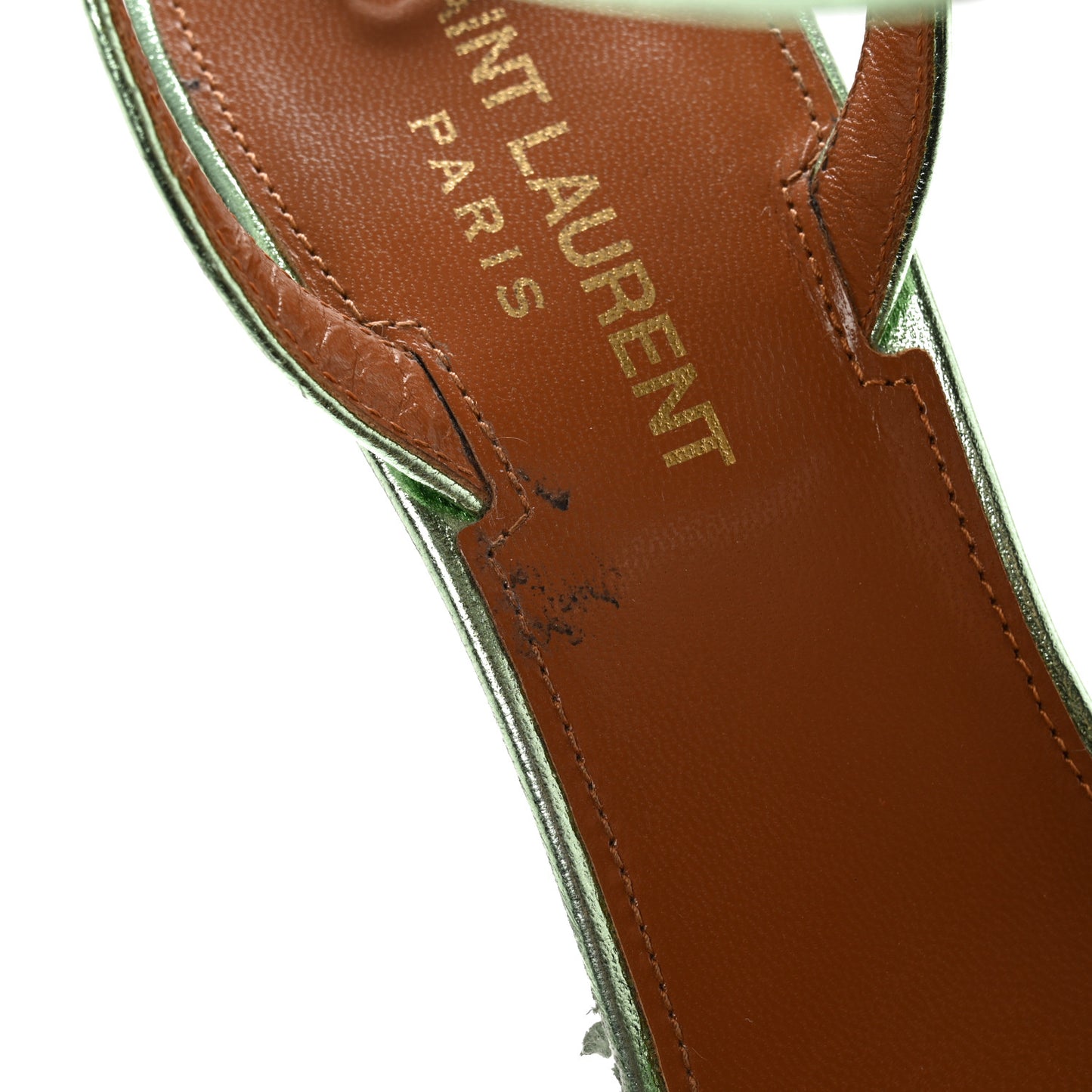 Metallic Calfskin Tina Ankle Strap Sandals 37.5 Metal Clorofilla