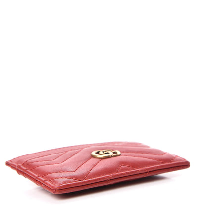 Gucci Calfskin Matelasse GG Marmont Card Holder Hibiscus Red 4 of 7