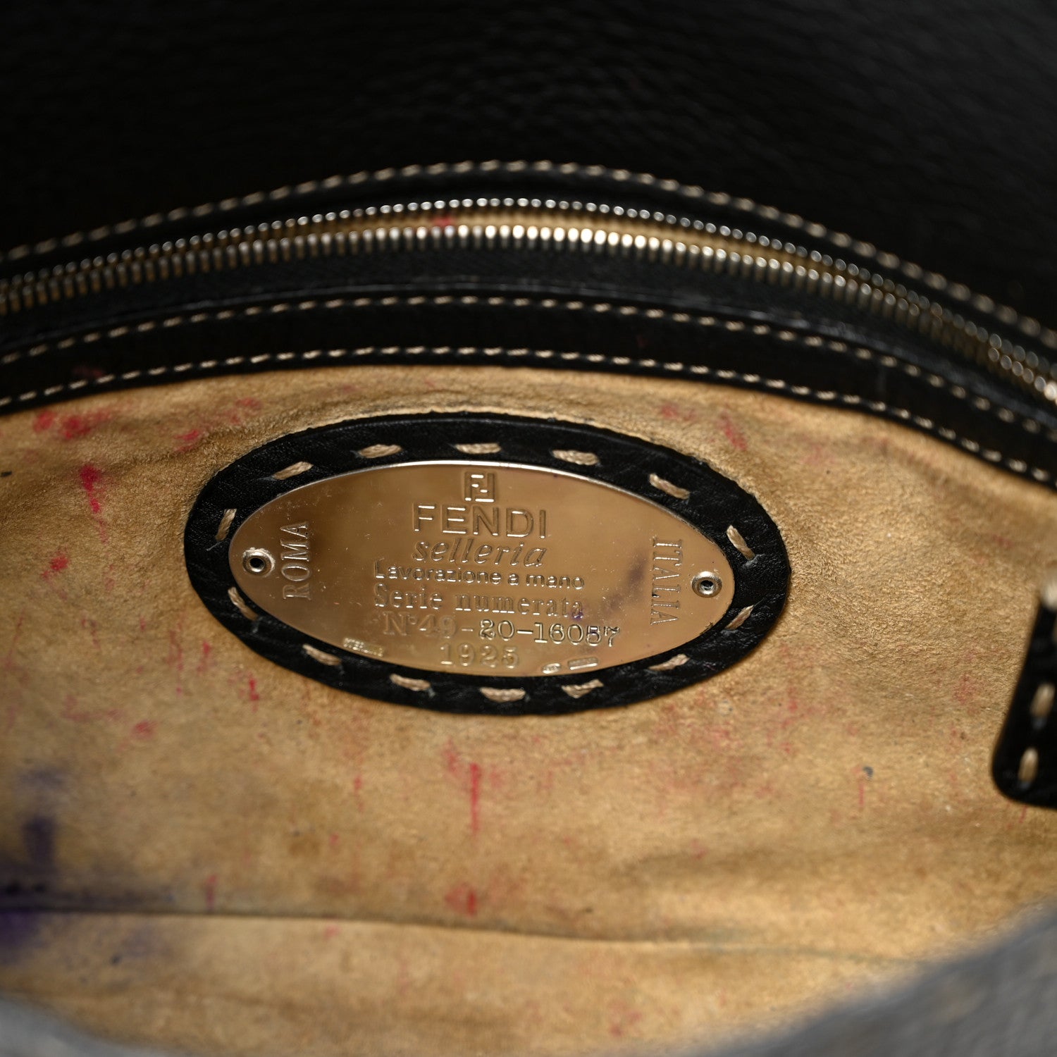 Fendi Calfskin Romano Selleria Baguette Black 7 of 12