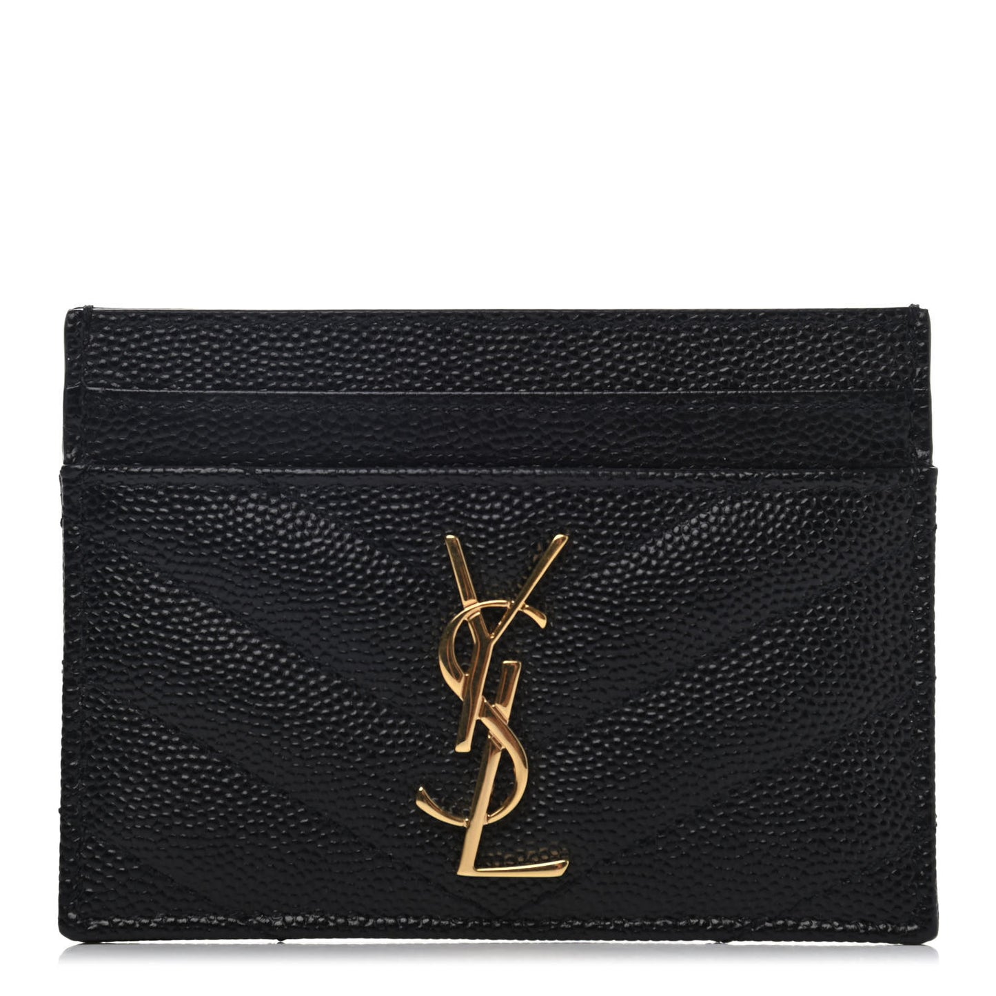 Grain De Poudre Matelasse Chevron Monogram Credit Card Case Black
