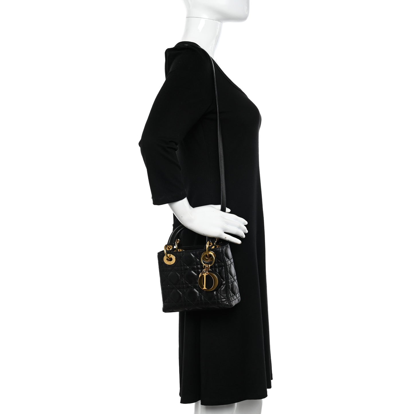 Lambskin Cannage Mini Lady Dior Black