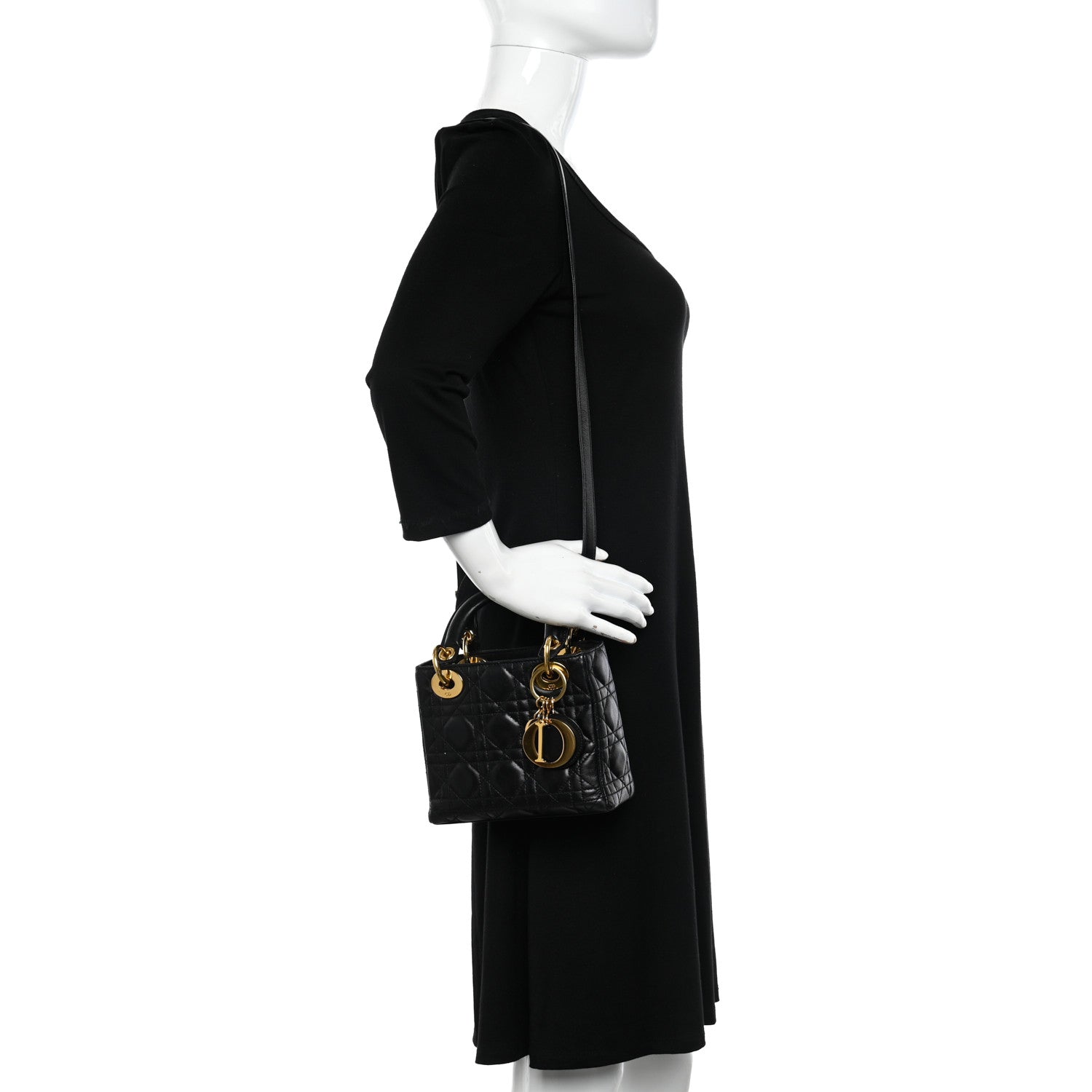 Christian Dior Lambskin Cannage Mini Lady Dior Black 2 of 10