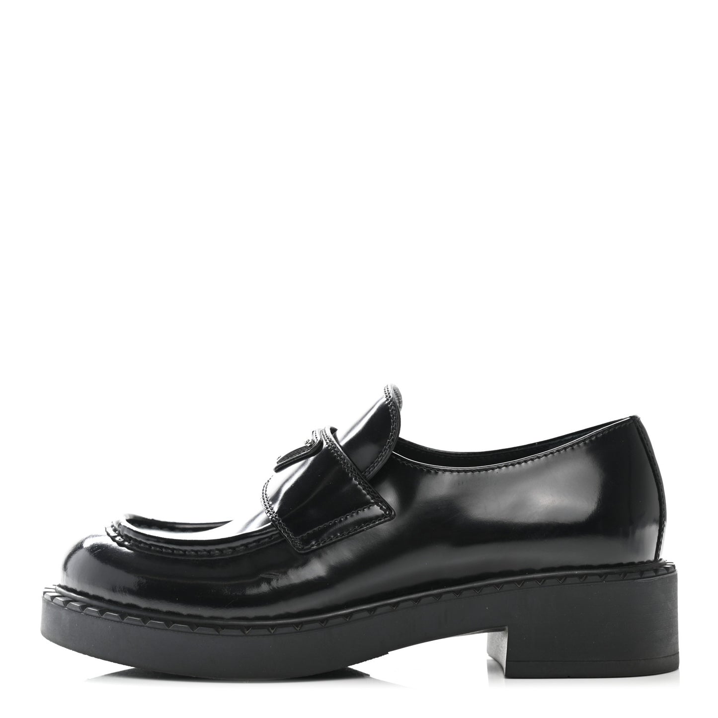 Spazzolato Metal Triangle Logo 50mm Loafers 37 Black