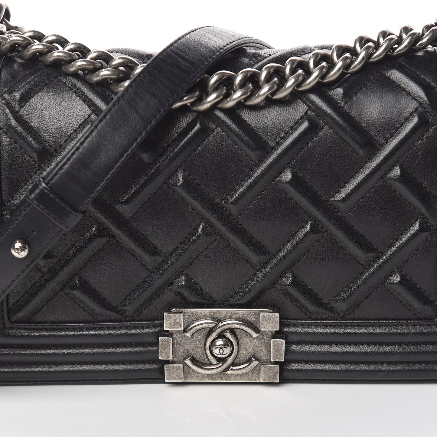 Lambskin Stitched Medium Boy Flap Black